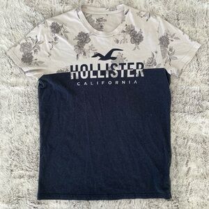 Hollister White & Navy Blue Floral Tee